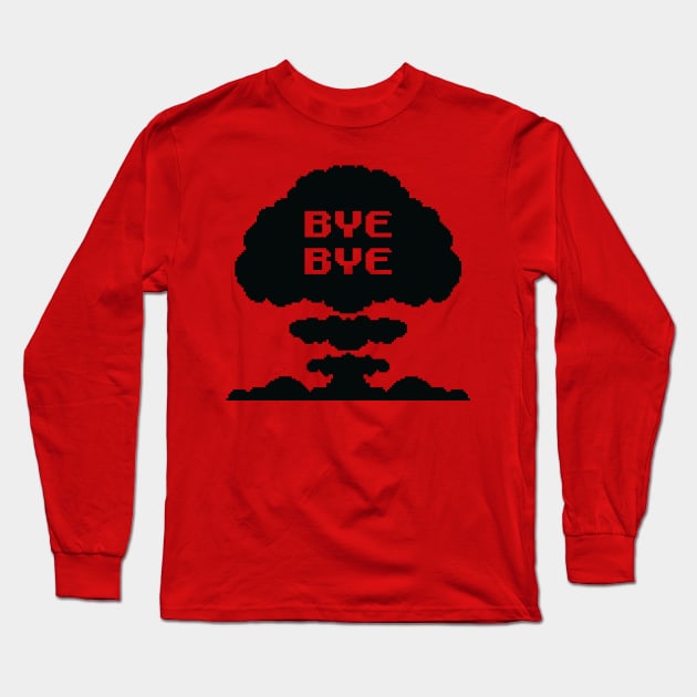 Mushroom Cloud (black, pixellated) Long Sleeve T-Shirt by GraphicGibbon